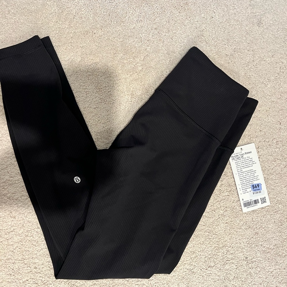 NWT Lululemon Wunder Train Ribbed Black 28” Leggings